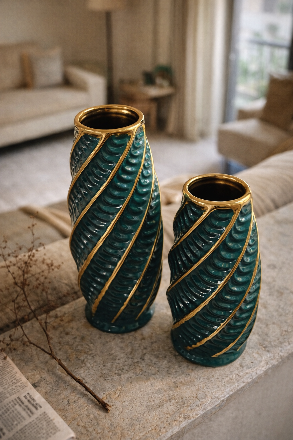 Obsidian Swirl Vase Set