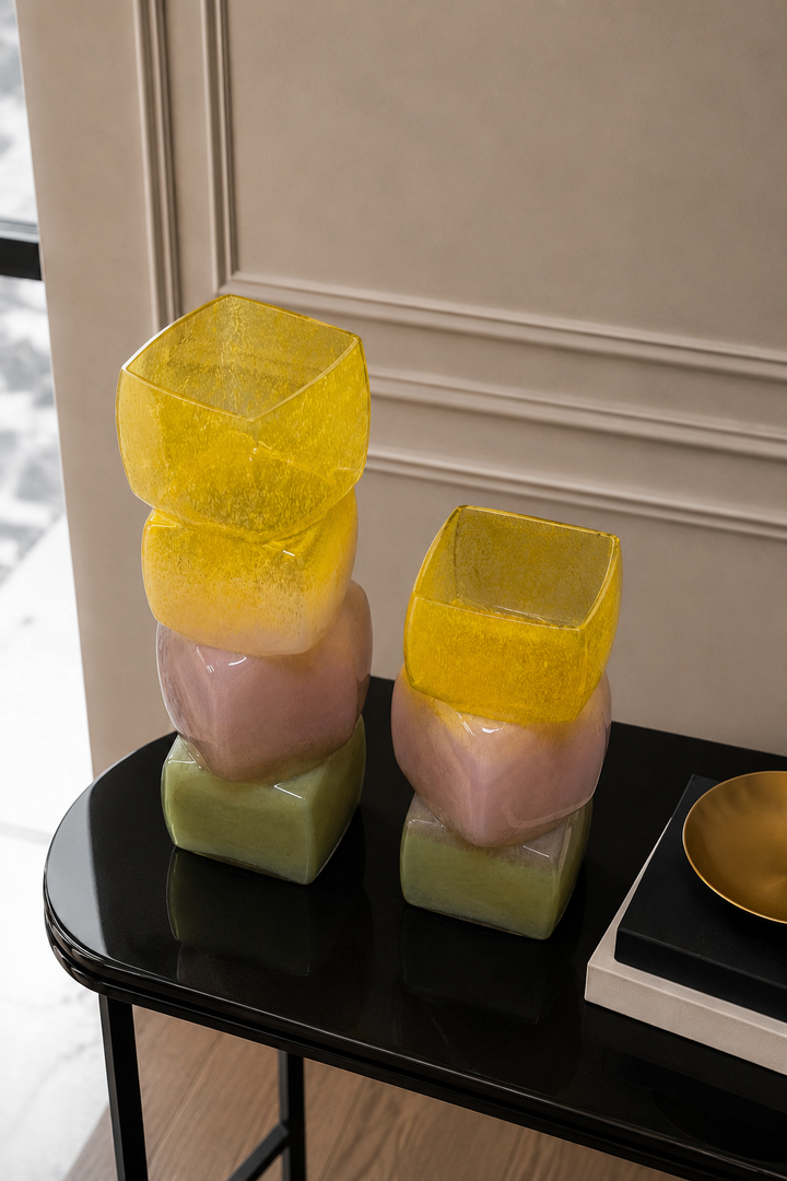 Prism Aura Vase Set - Yellow, Pink &amp; Green