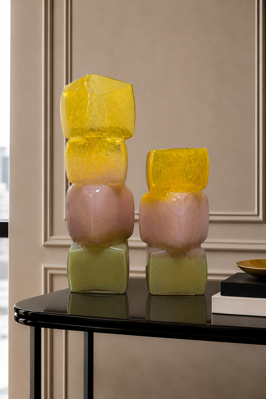 Prism Aura Vase Set - Yellow, Pink &amp; Green
