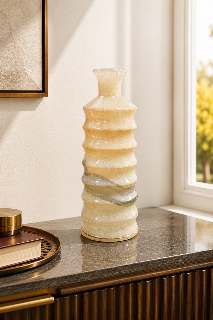 Golden Crest Ribbed Vase