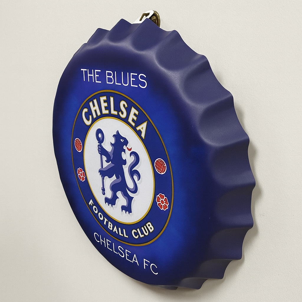 Chelsea Blue Metal Bottle Cap Wall Decor