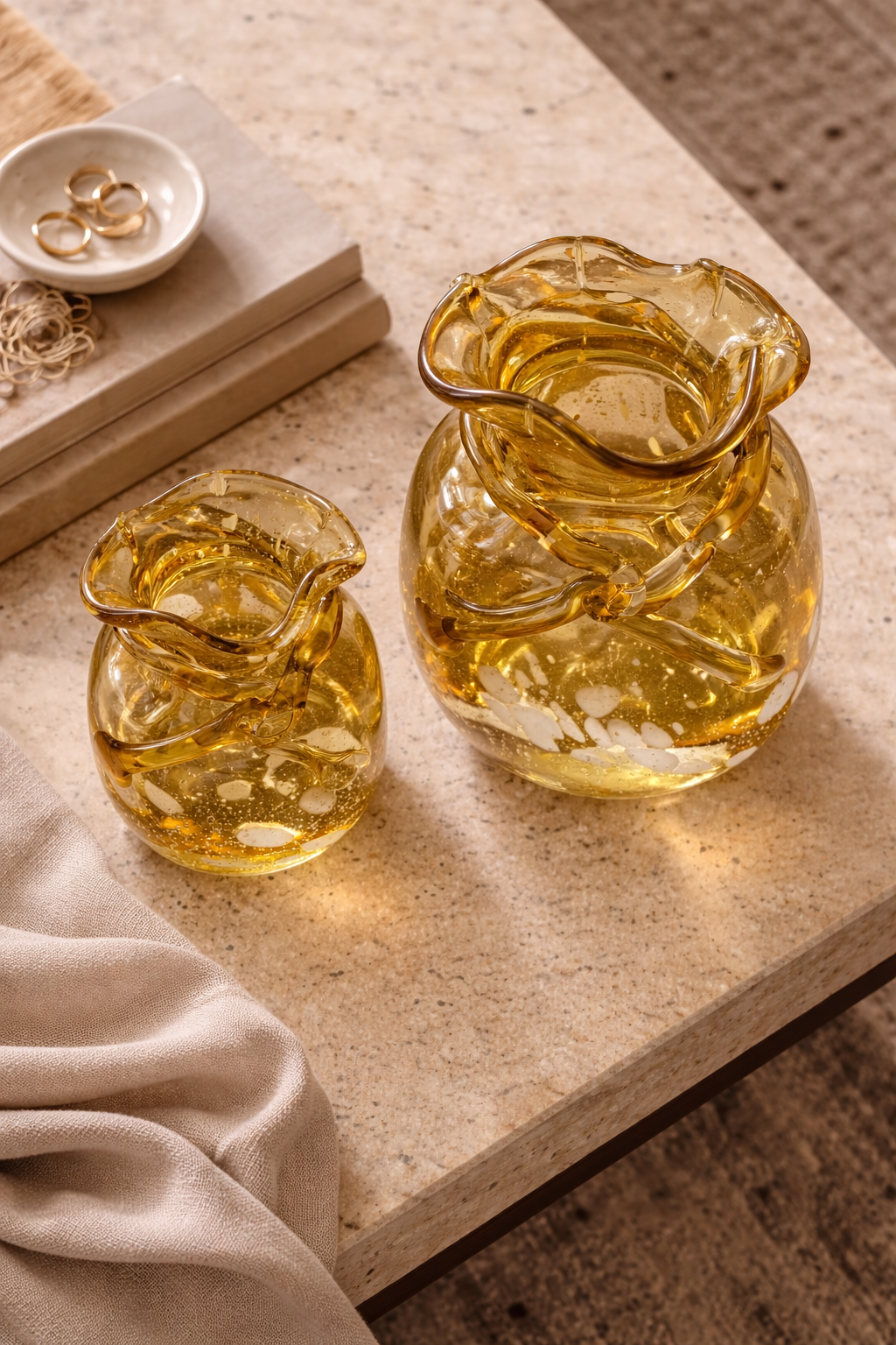 Celestine Ripple Glass Vase