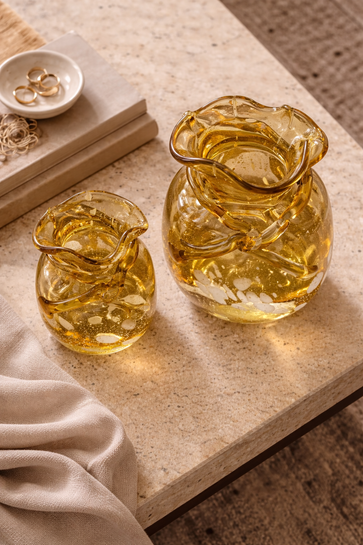 Celestine Ripple Glass Vase