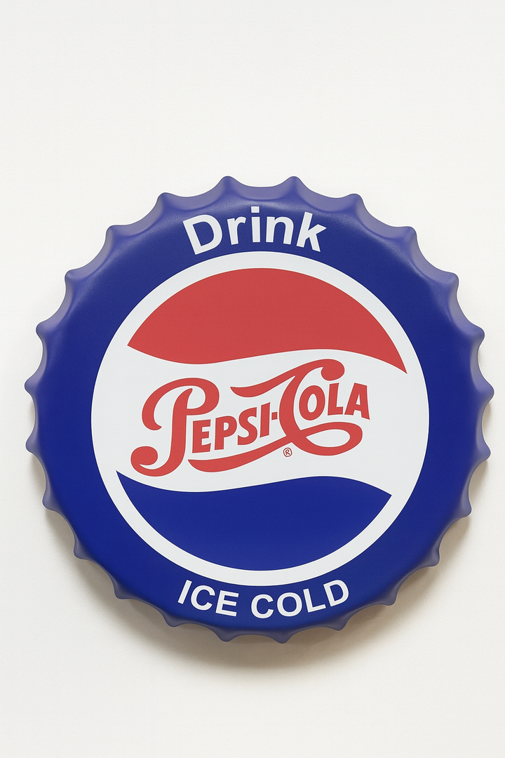 Pepsi Blue Metal Bottle Cap Wall Decor