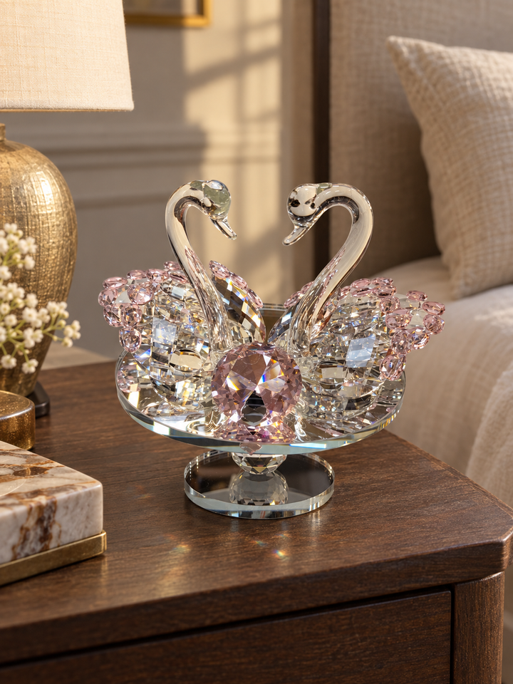 Crystal Pink Swan Centrepiece Decor