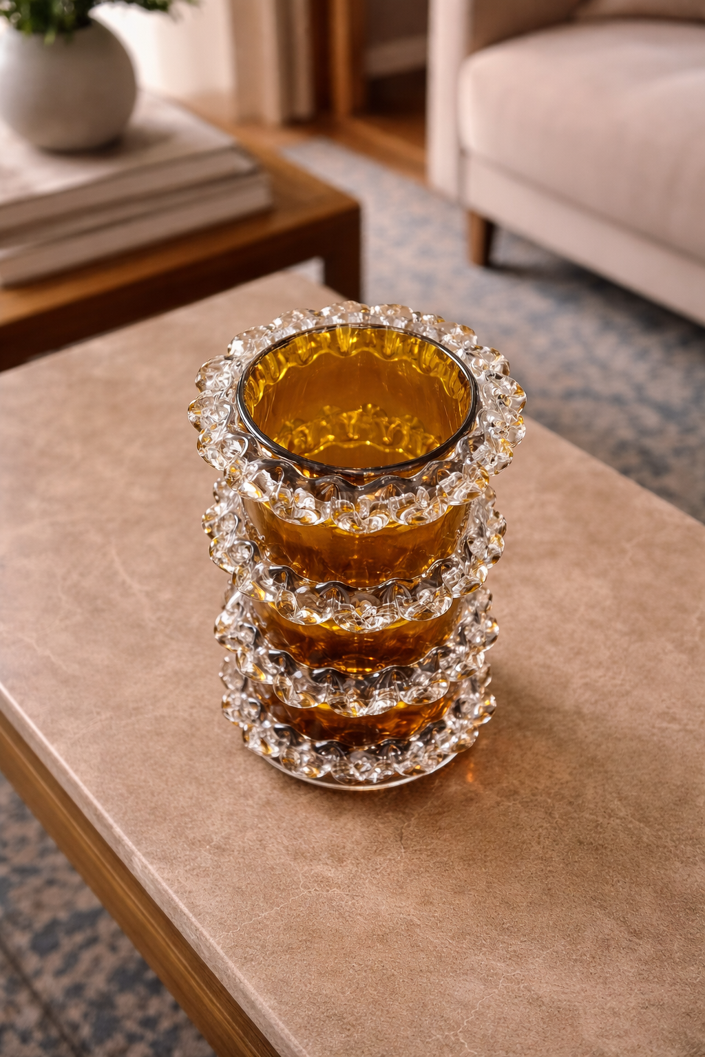 Celestine Ripple Glass Vase