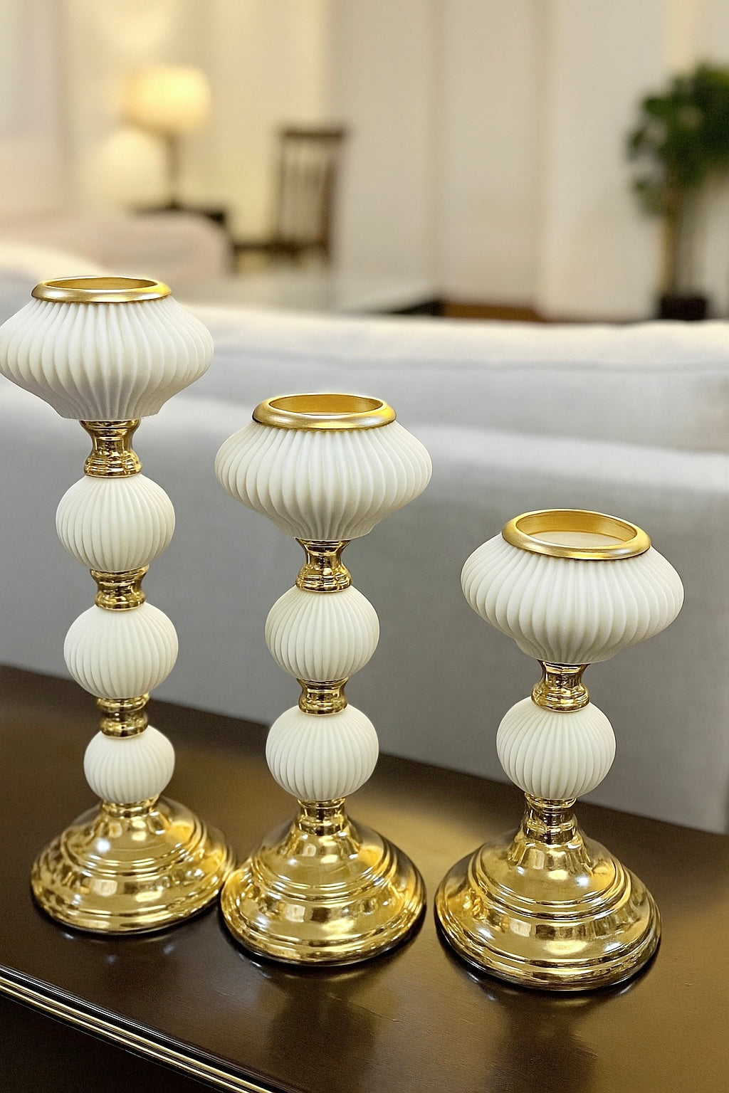 Ivory Grandeur Candle Holder Set