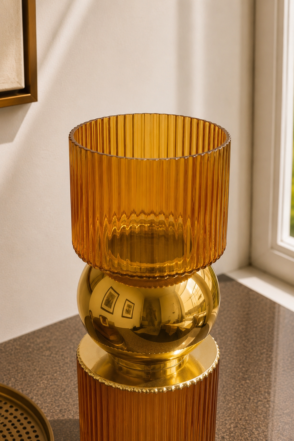 Eclisse Dual-Tone Glass Vase - Amber Gold