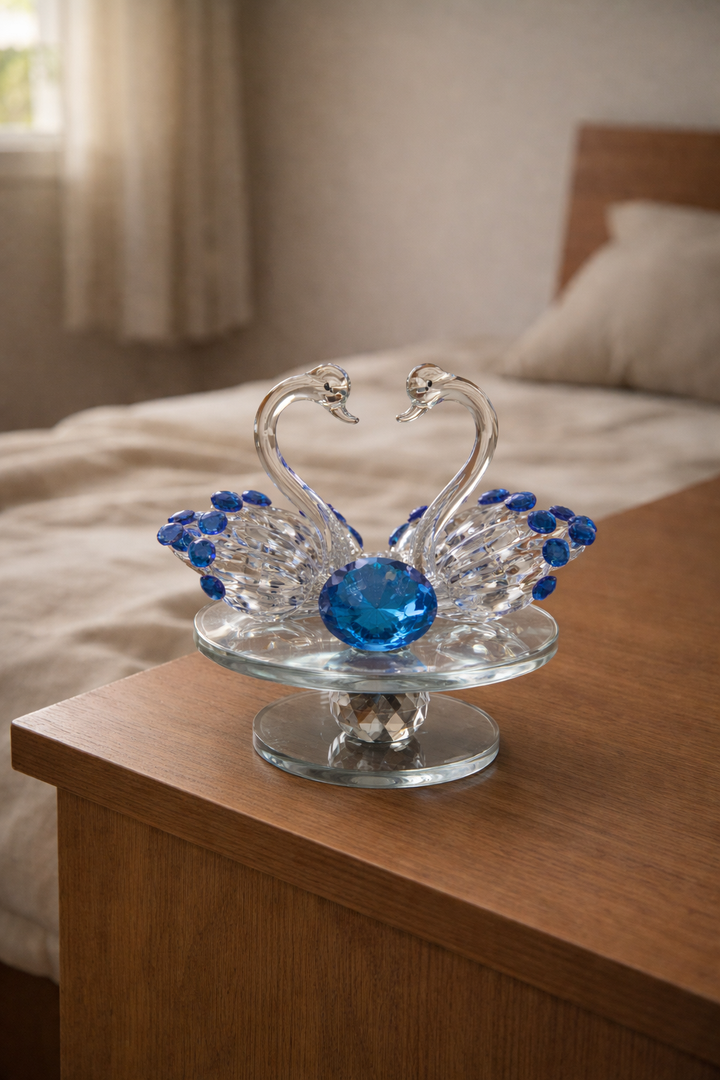 Crystal Blue Swan Centrepiece Decor