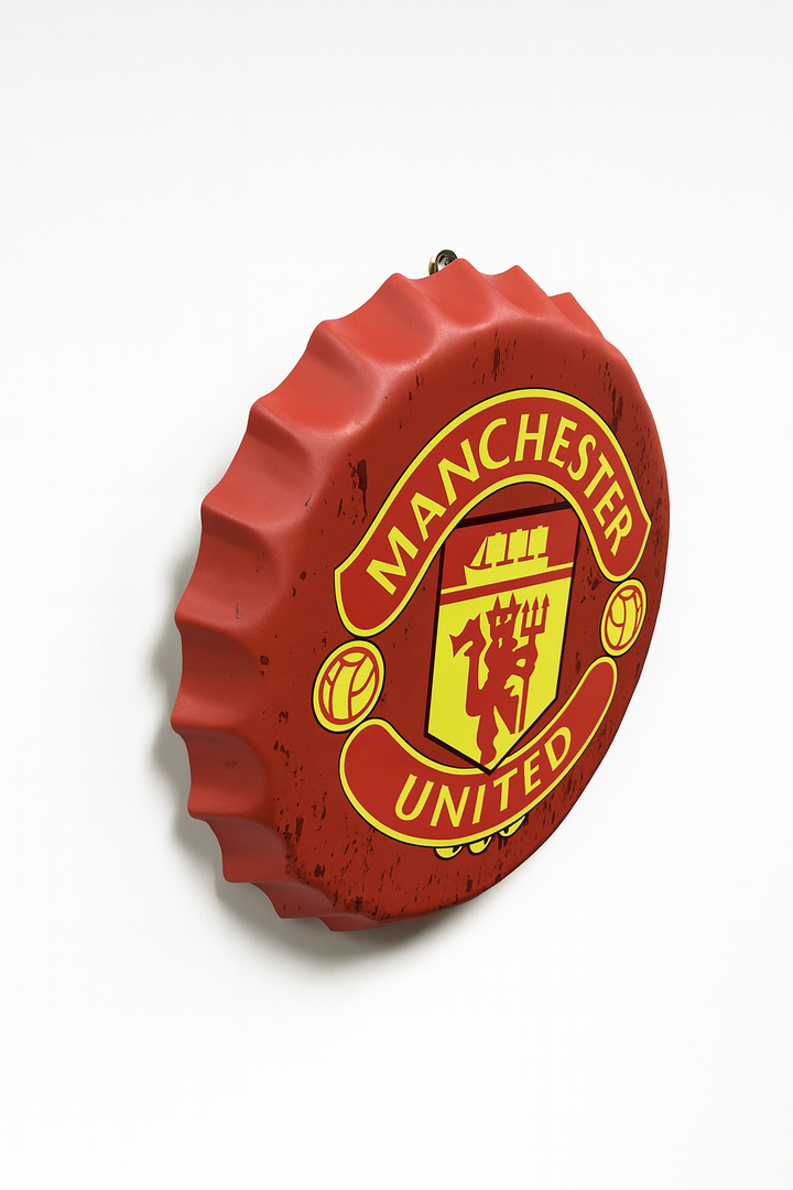 Manchester Red Metal Bottle Cap Wall Decor
