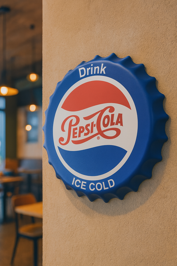 Pepsi Blue Metal Bottle Cap Wall Decor
