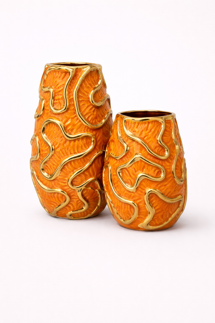 Amber Swirl Vase Set