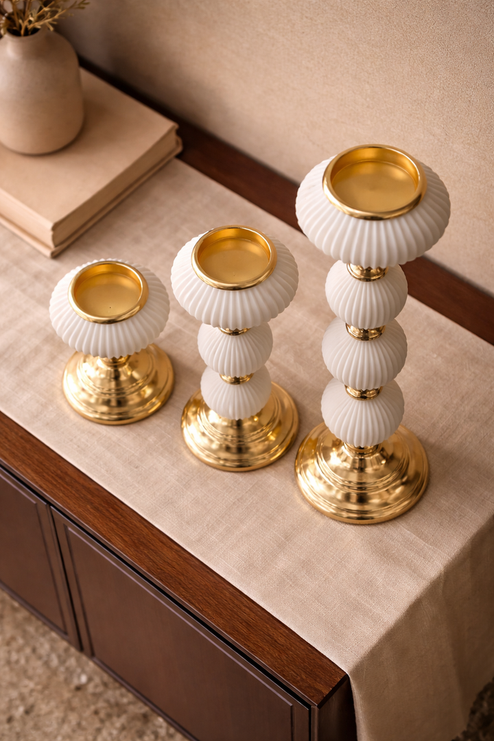 Ivory Grandeur Candle Holder Set