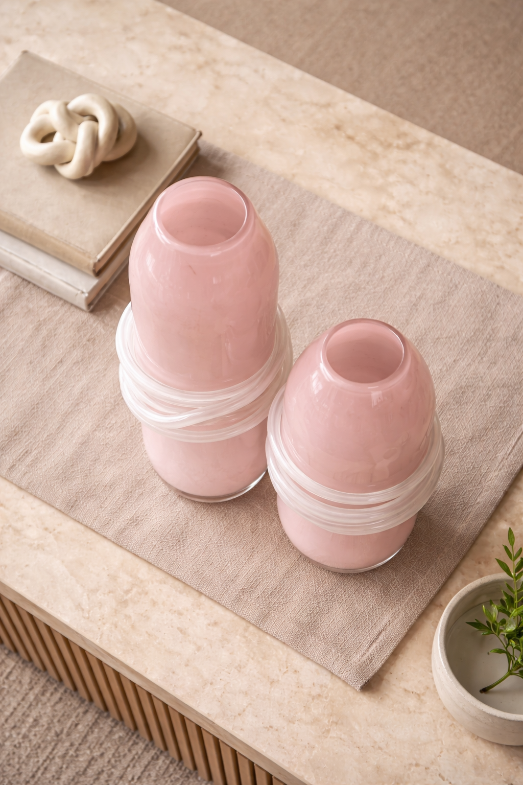 Blush Orbit Glass Vase Set