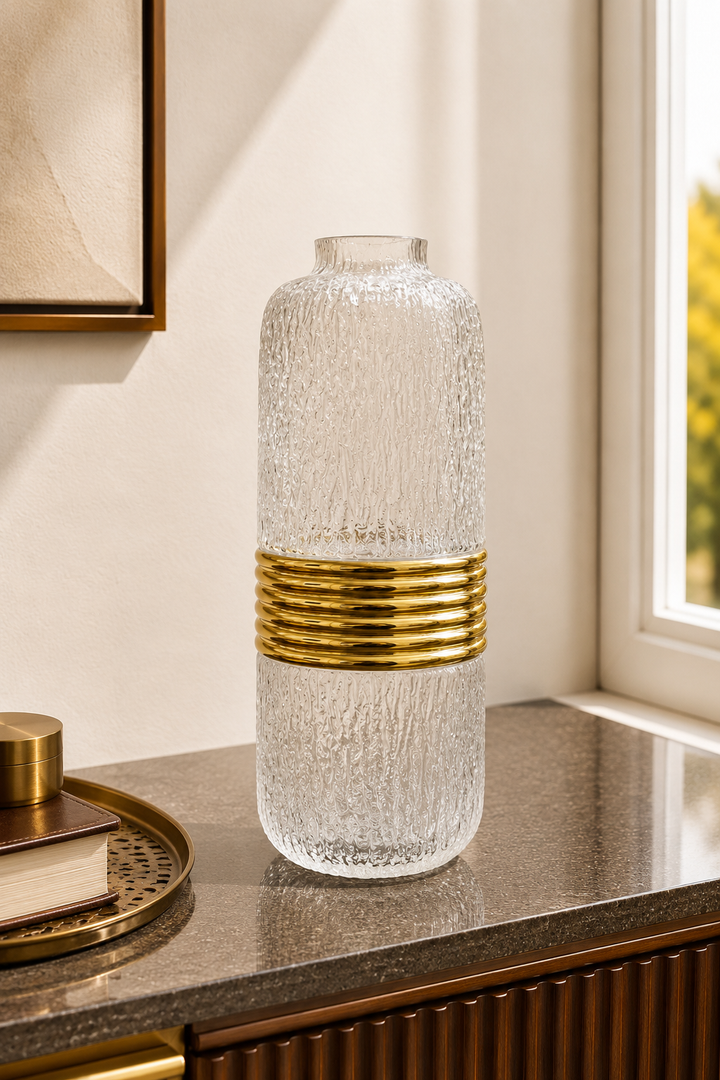 Aurelio Textured Glass Vase - White Frost
