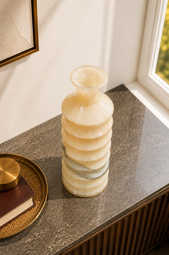 Golden Crest Ribbed Vase