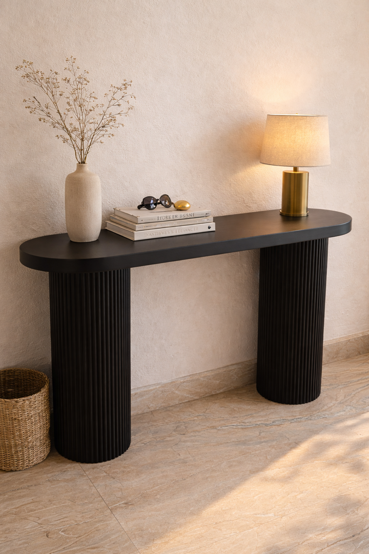 Noir Fluted Pillar Console Table