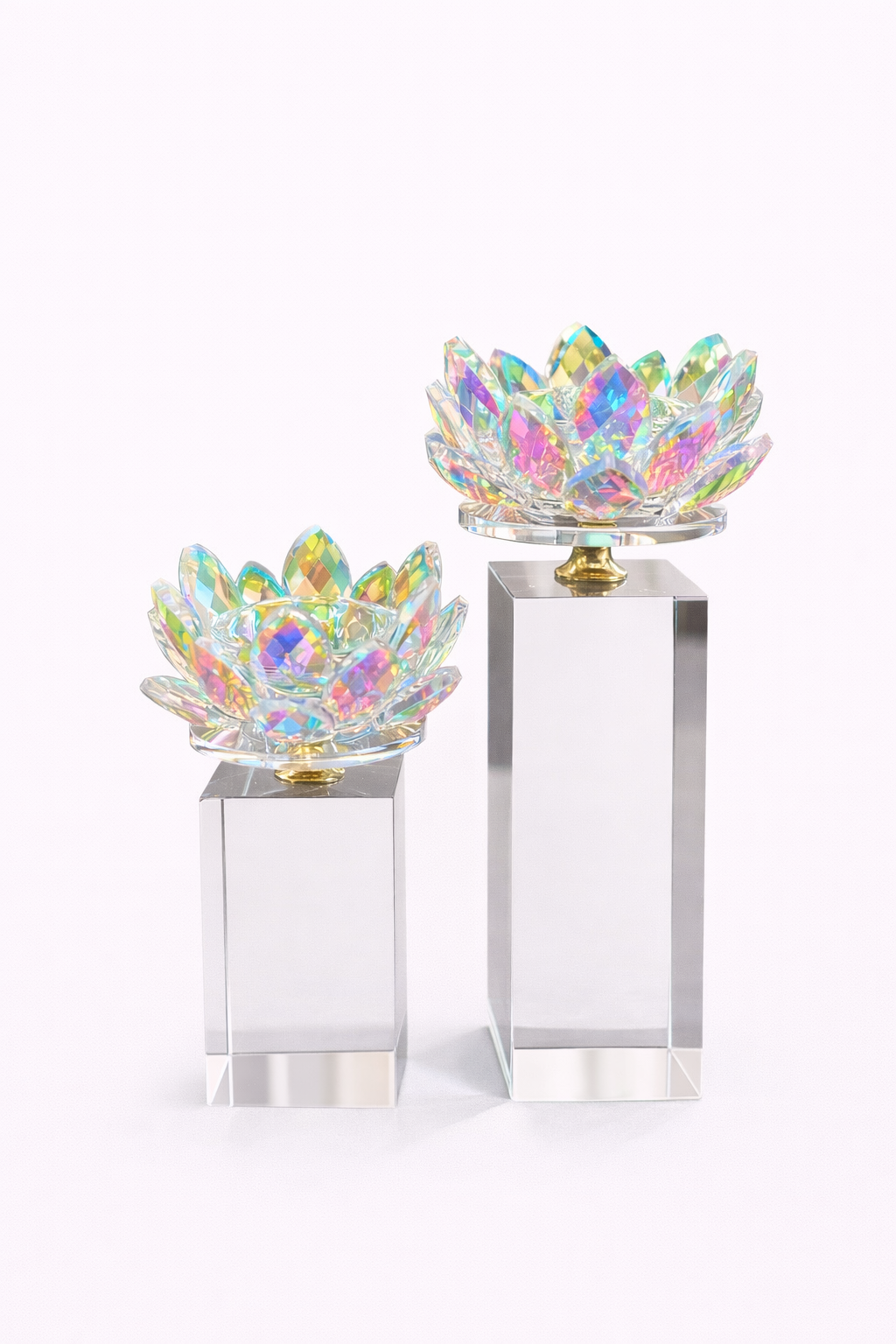 Lotus Crystal Candle Holder Set