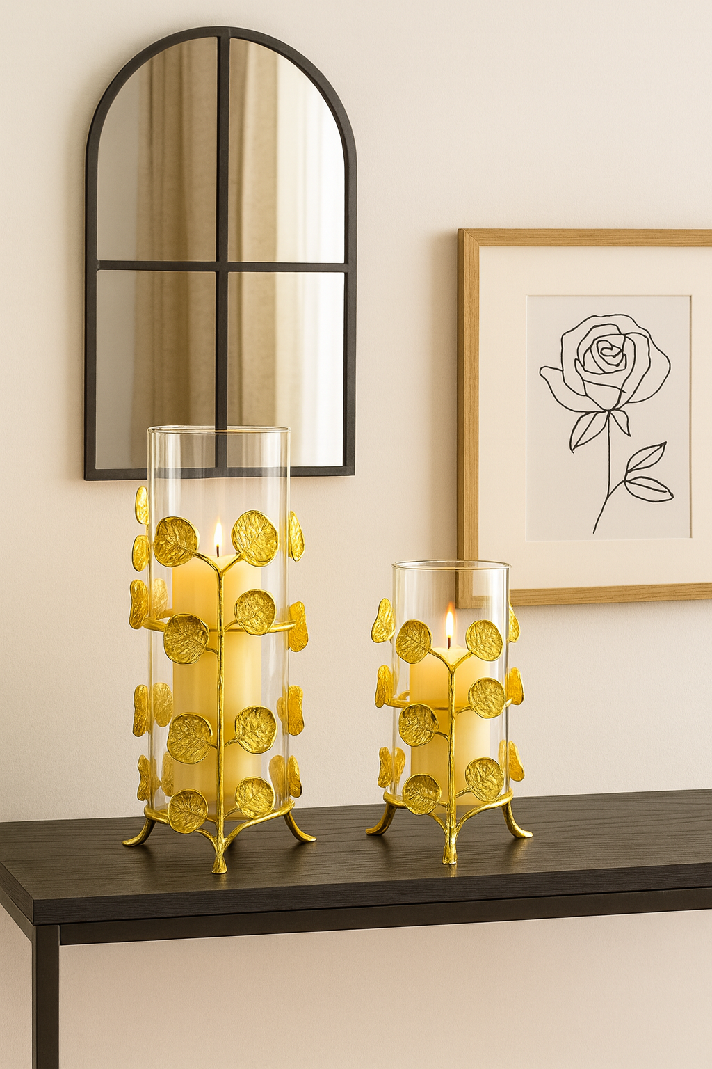Gilded Petals Candle Stand Set