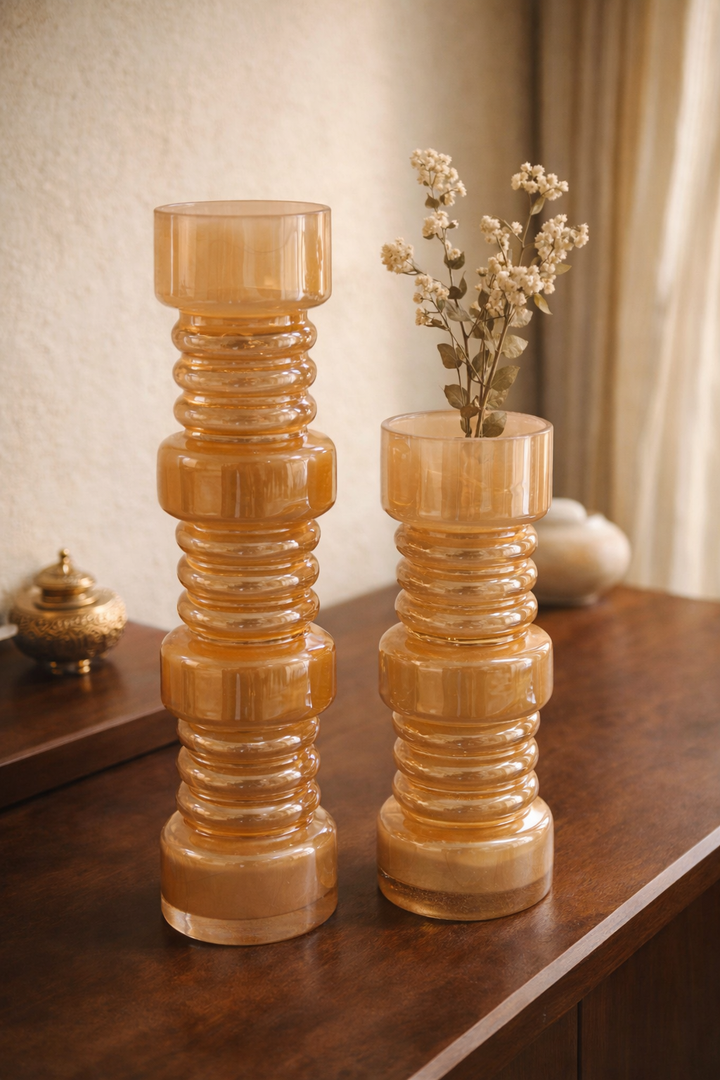 Amber Luxe Ribbed Vase Set