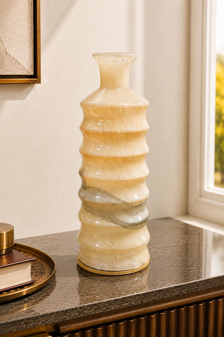 Golden Crest Ribbed Vase