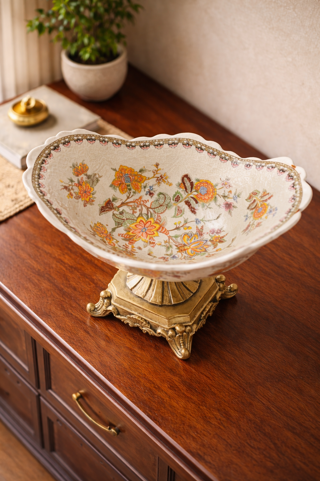 Maison d'Or Ornate Ceramic Centerpiece Bowl