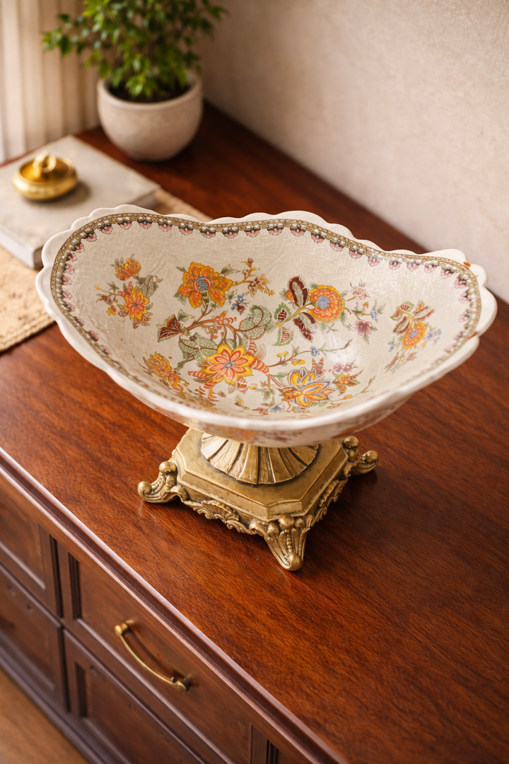 Maison d'Or Ornate Ceramic Centerpiece Bowl