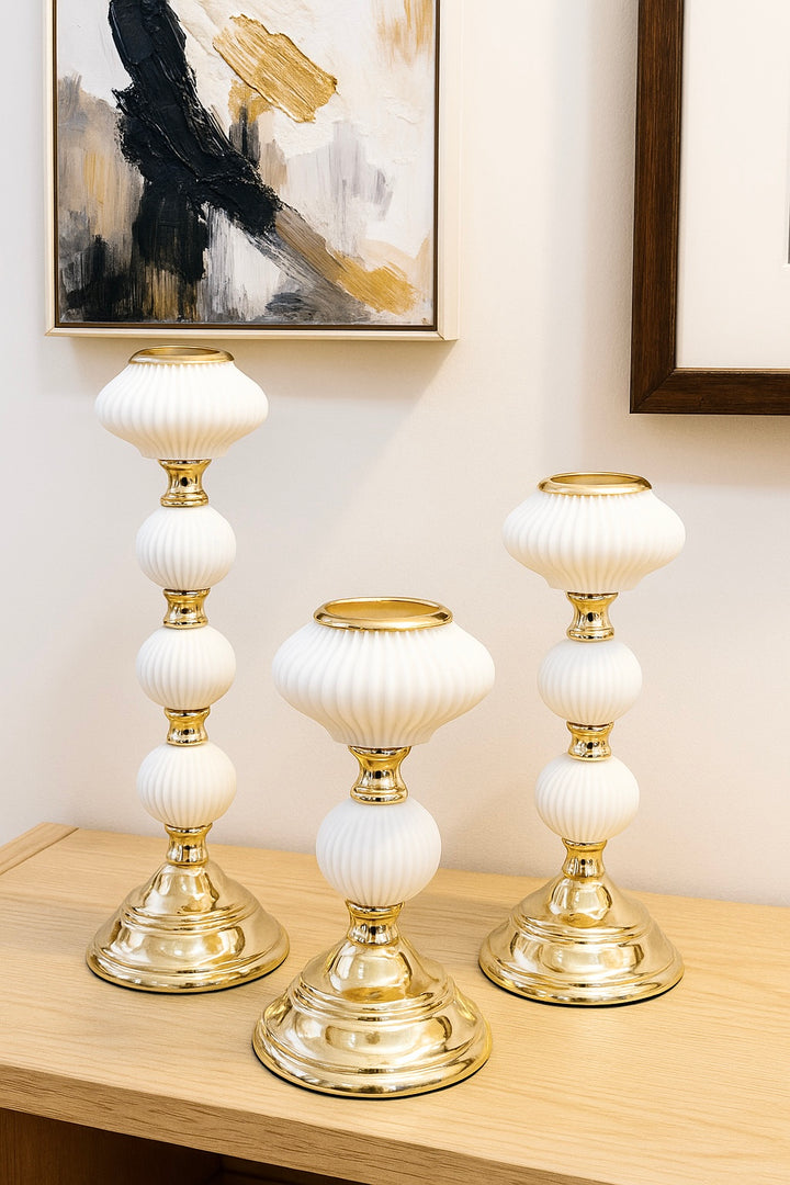 Ivory Grandeur Candle Holder Set