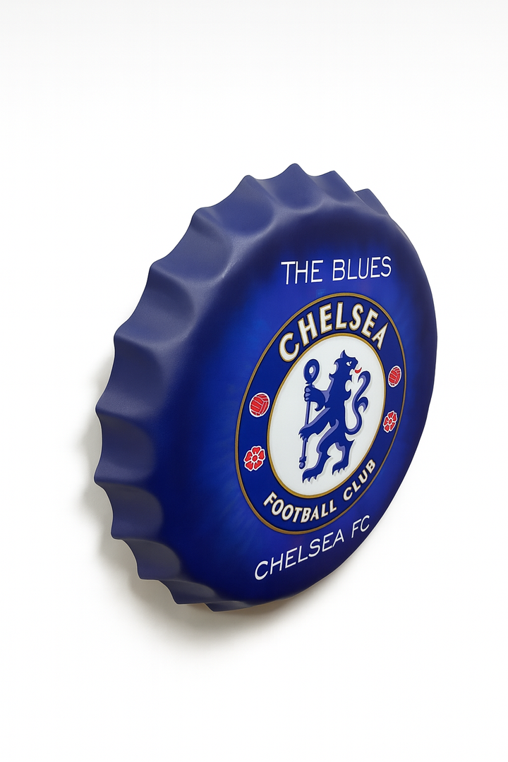 Chelsea Blue Metal Bottle Cap Wall Decor