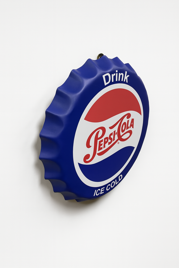 Pepsi Blue Metal Bottle Cap Wall Decor