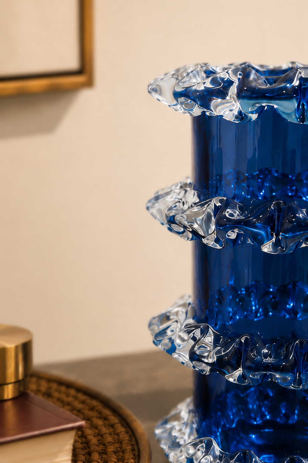 Celestine Ripple Glass Vase - Blue