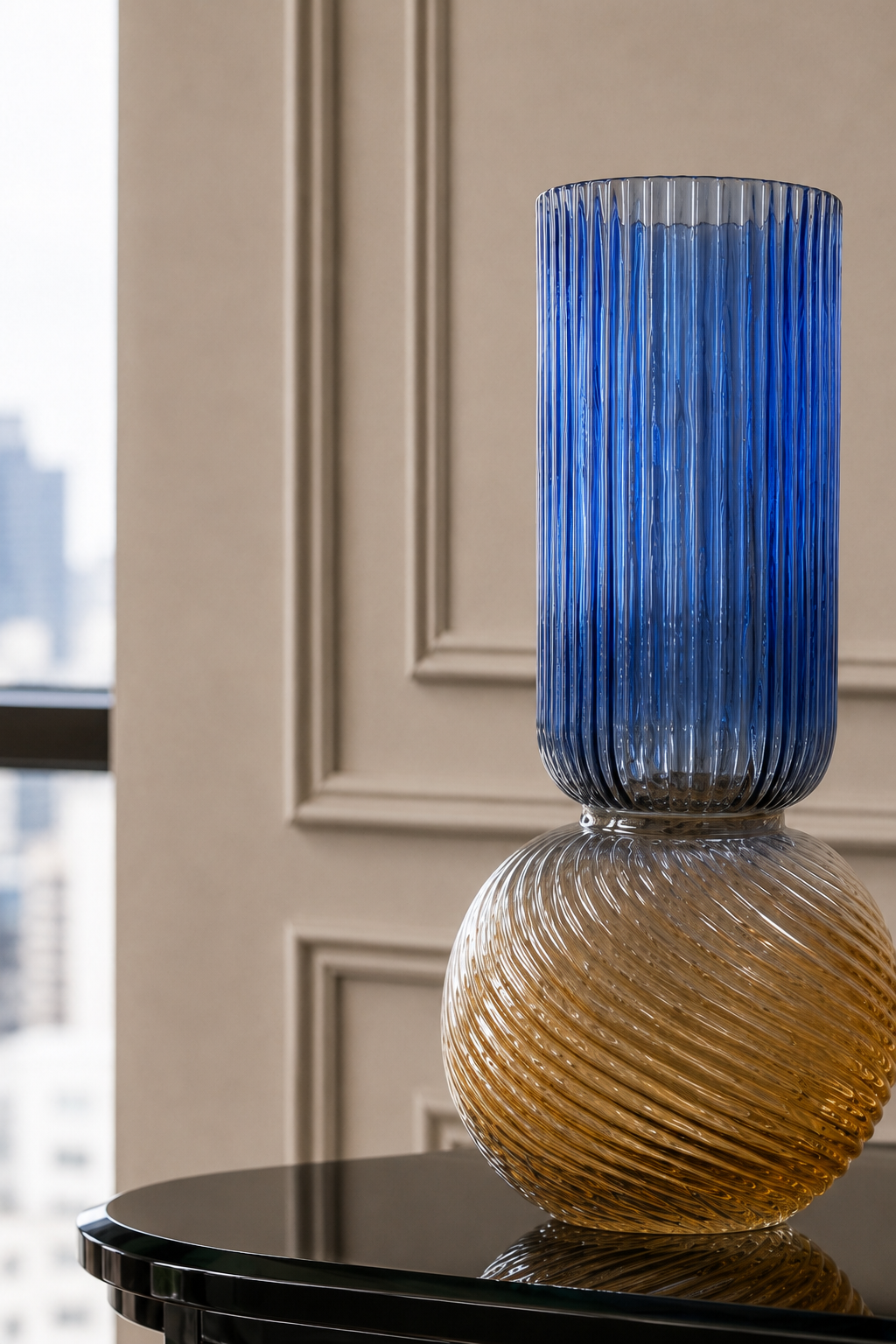 Novelle Swirl Vase Set - Blue &amp; Amber