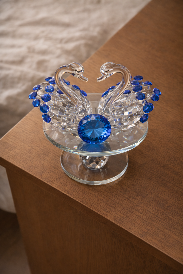 Crystal Blue Swan Centrepiece Decor