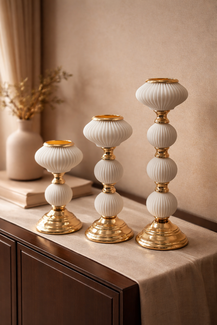 Ivory Grandeur Candle Holder Set