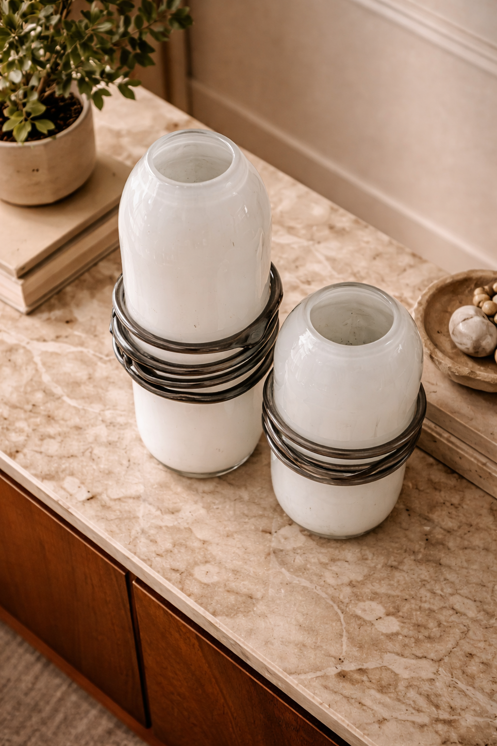 Blush Orbit Glass Vase Set
