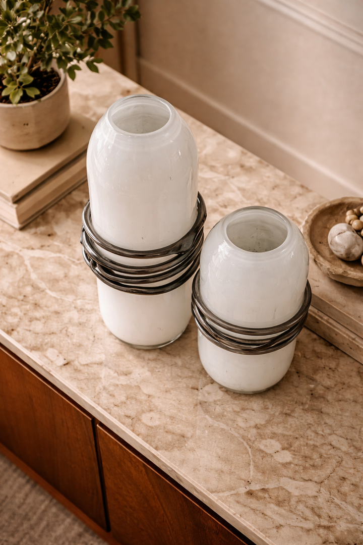 Blush Orbit Glass Vase Set