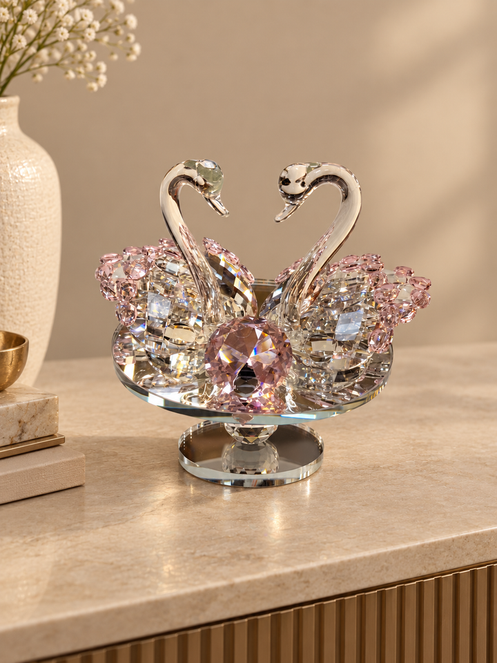 Crystal Pink Swan Centrepiece Decor
