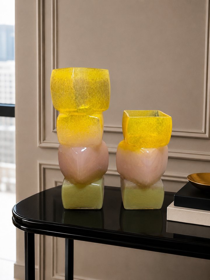 Prism Aura Vase Set - Yellow, Pink &amp; Green