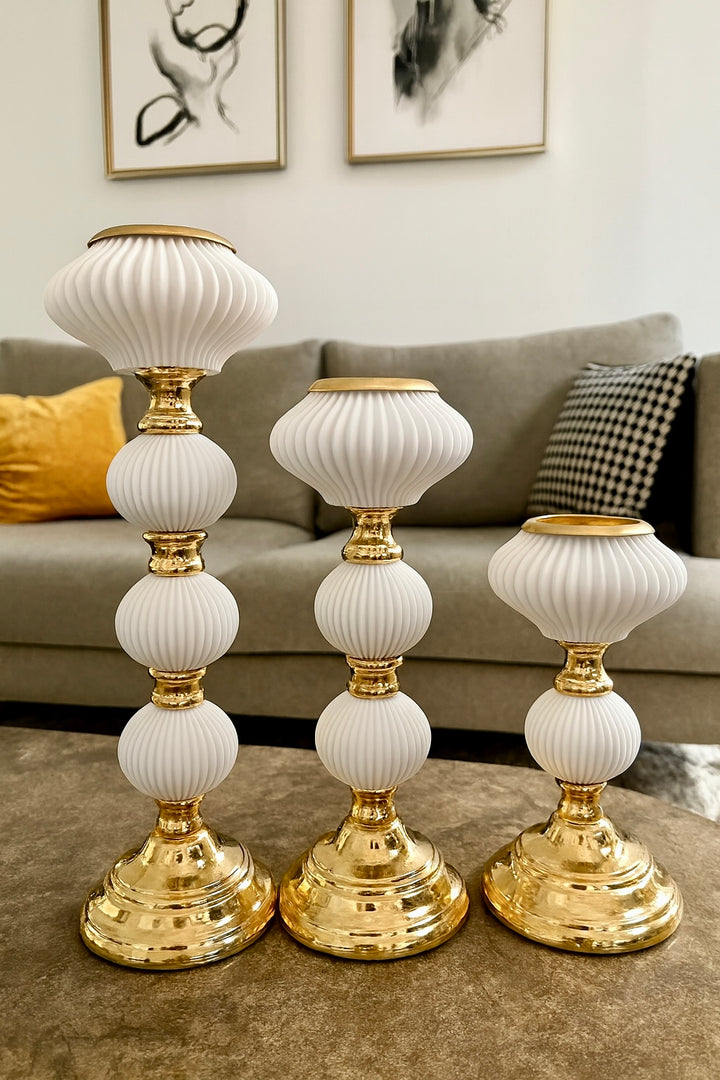 Ivory Grandeur Candle Holder Set