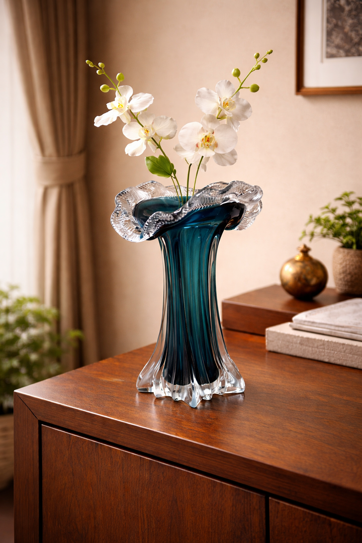 Marina Crest Glass Vase