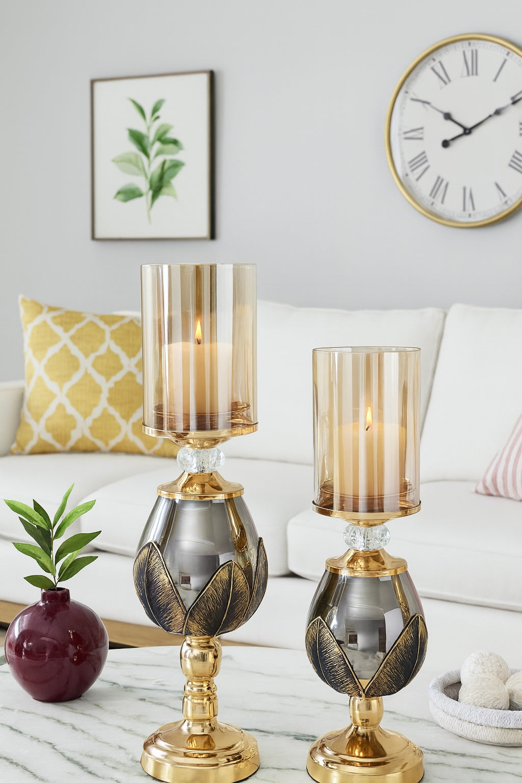 Noir Leaf Candle Holder Set