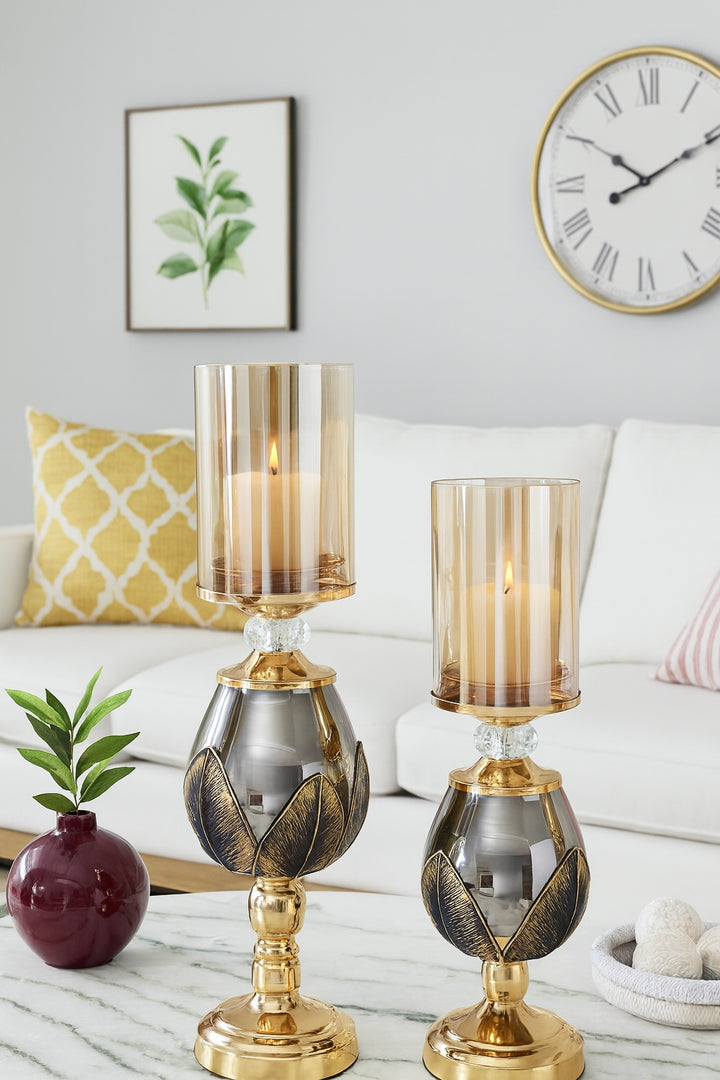 Noir Leaf Candle Holder Set