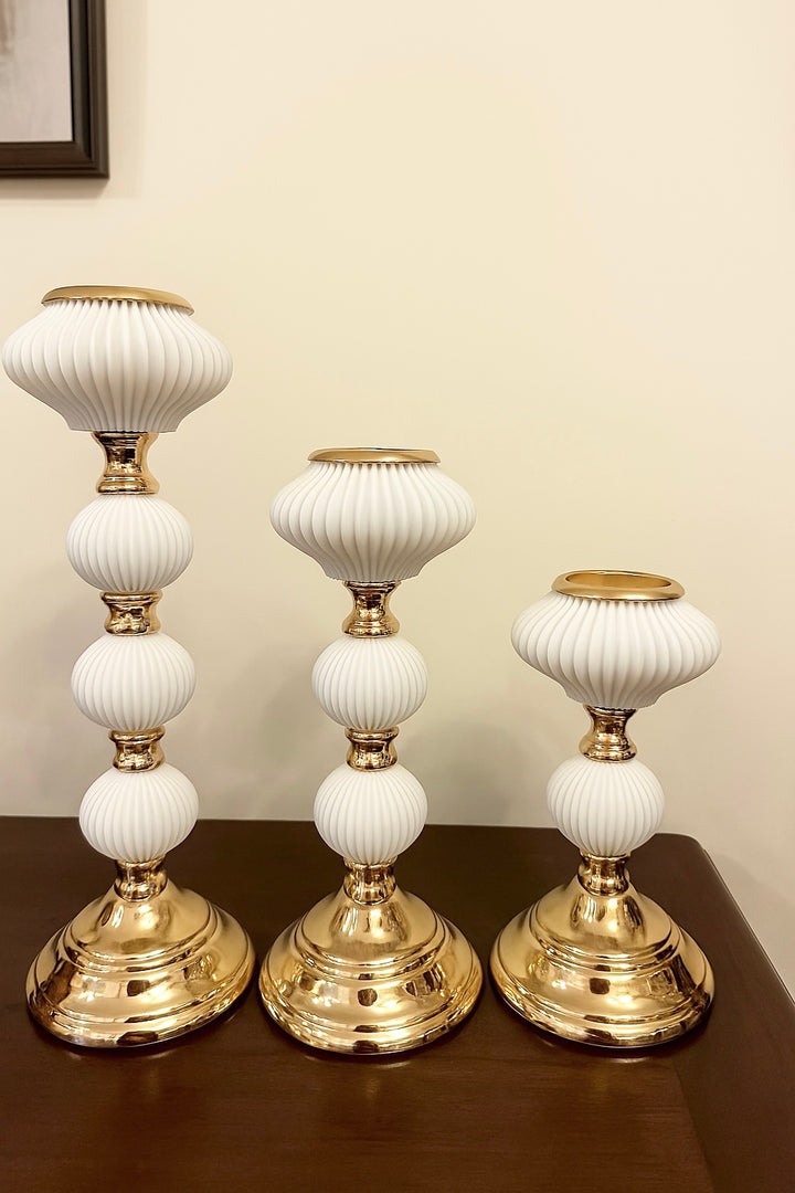 Ivory Grandeur Candle Holder Set