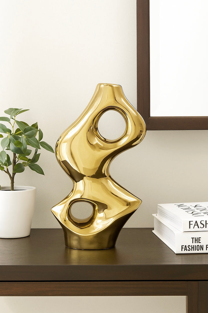 Orion Abstract Gold Ceramic Vase