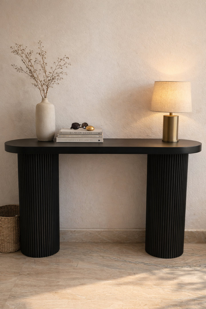 Noir Fluted Pillar Console Table