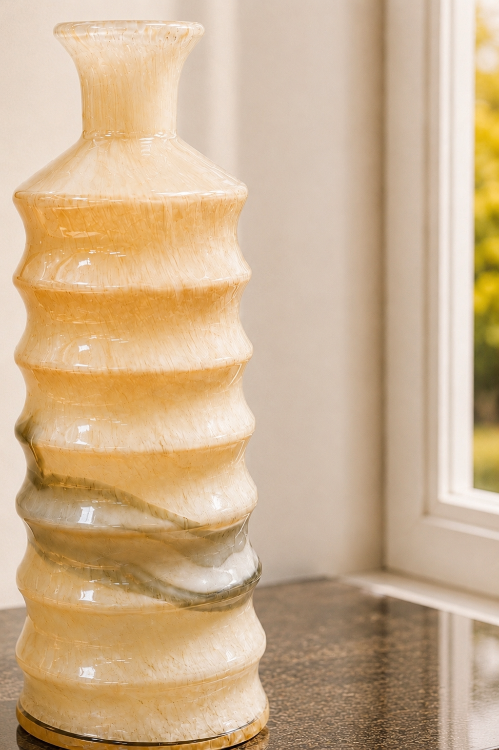 Golden Crest Ribbed Vase