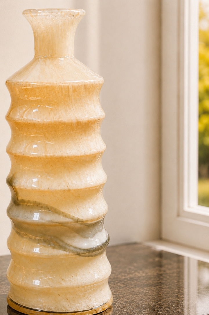 Golden Crest Ribbed Vase