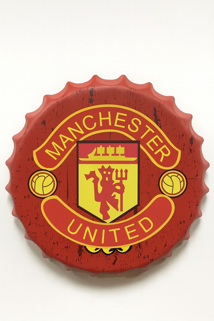 Manchester Red Metal Bottle Cap Wall Decor