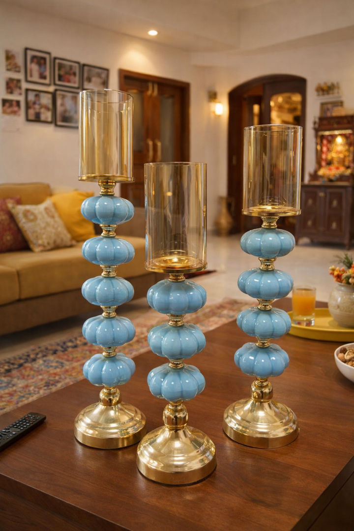 Azure Royale Candle Holders - Set of 3