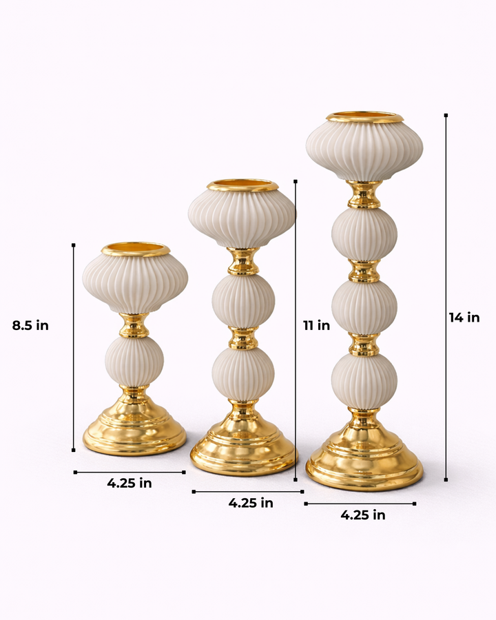 Ivory Grandeur Candle Holder Set